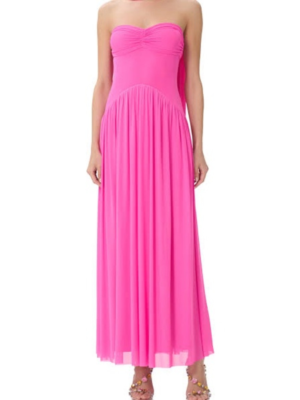 AFRM Strapless Hot Pink Maxi Dress with Sweetheart Bodice NWT Missing Scarf L